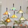 Vintage Pendant Lights Flower Glass Hanging Lamps Home Decoration Lighting Living Room Bedroom Bedside Light Fixture Indoor Shop