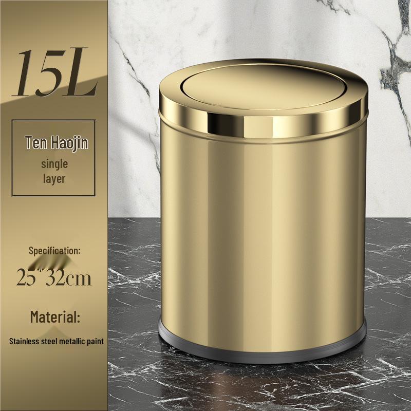 Stainless Steel Swing Lid Trash Can for Home and Kitchen, Light Luxury Design for Bathroom and Living Room.