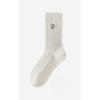 Women's Spring and Autumn Mid-calf Socks, Embroidered White Anti-pilling Pure Cotton Socks, Sweat-absorbing and Odor-proof Pile Socks