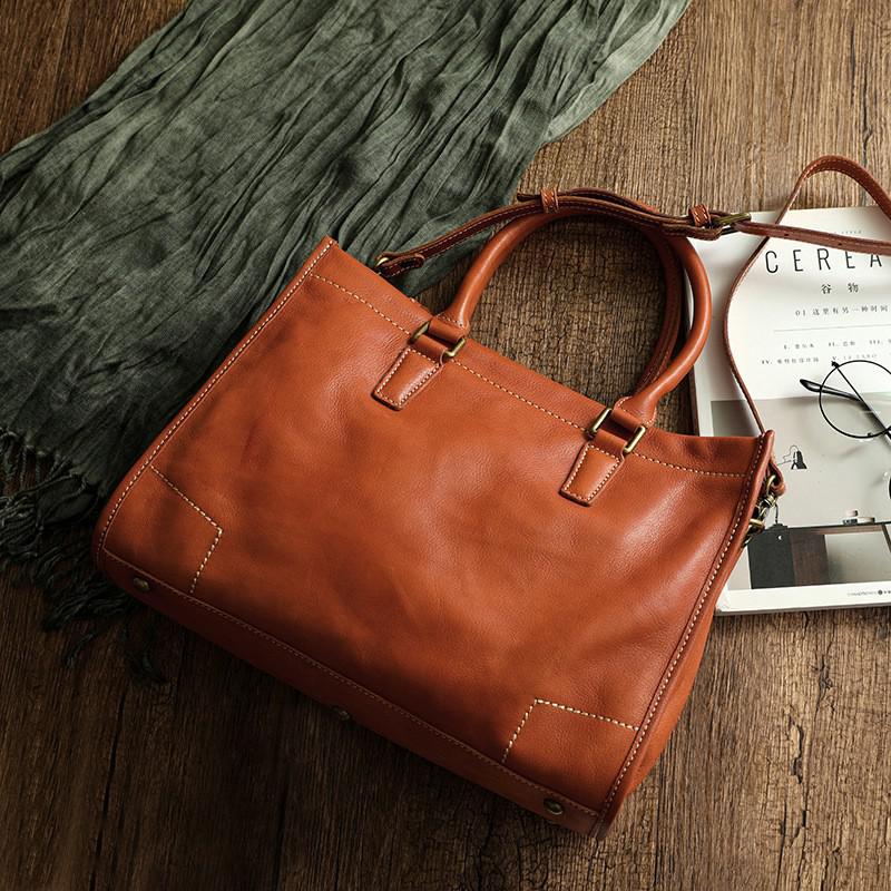 Johnature Genuine Leather Large Handbag Women Bag Natural Soft Cowhide Casual Tote Solid Color Simple Shoulder Bags