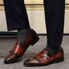 Gentleman Leather Men Monk Strap Loafer Shoes Slip On Elegant Men Dress Shoes Black Brown Double Buckle Strap Mens Shoes