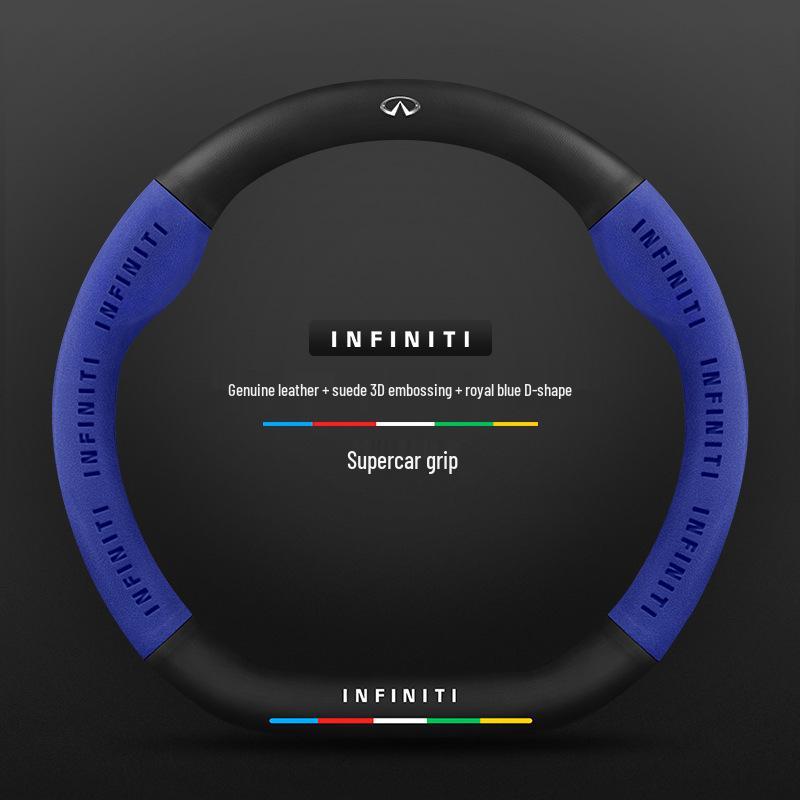 Чехол на руль для специального автомобиля Infiniti - Натуральная кожа, Замша, Углеволокно, Универсальный, Дышащий, Всесезонный