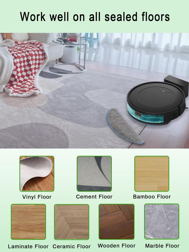 Washable and Reusable Microfiber Mop Pad Replacement for iRobot Roomba Combo Essential and Combo Essential 2 E-HAO 6-Pack Y0140, Y0110, Y0112, 105,