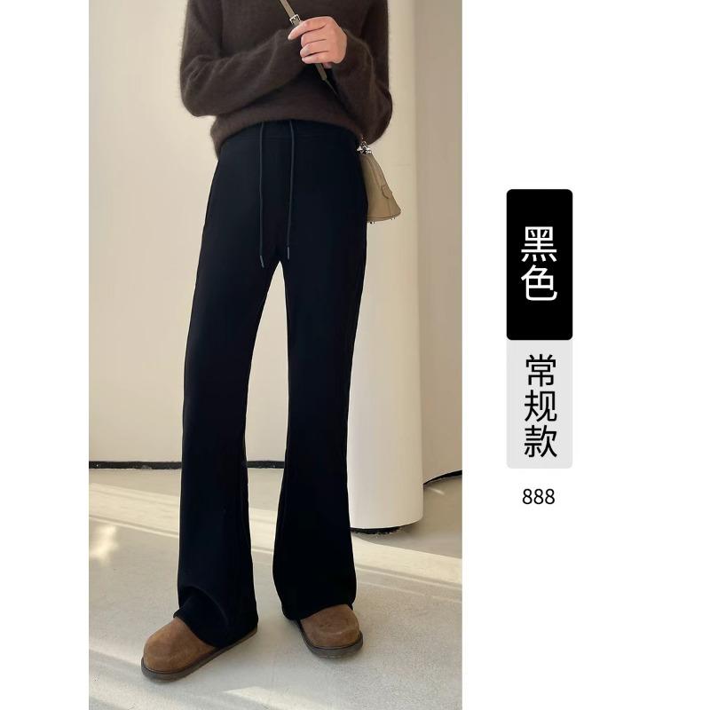 Slight Windproof Pants Women's Winter New High-waisted and Thin Horseshoe Pants Casual Tall Extended Flared Pants