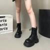 Vintage Platform Thick Bottom Women Motorcycle Boots Fashion Autumn Winter Female Height Increase Short Booties