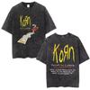 Korn Follow The Leader 20Th Anniversary Washed T Shirt Metal Gothic Rock Band T Shirts Men Vintage T-shirt Streetwear