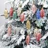 5Pcs Christmas Plastic Pine Cone Ornament Colorful Shiny Glitter Pine Cone Pendant for Holiday Party Scene Layout Christmas Tree Hanging Decoration