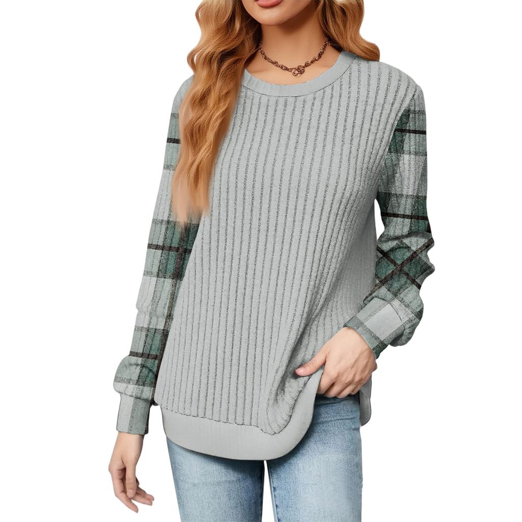 Fashionable Women's Long Sleeved Lightweight Sweater Loose Round Neck Top