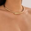 European-American Style Spring-Open Choker Necklace - Simple, Cold-Style Metal Hug Design for Women