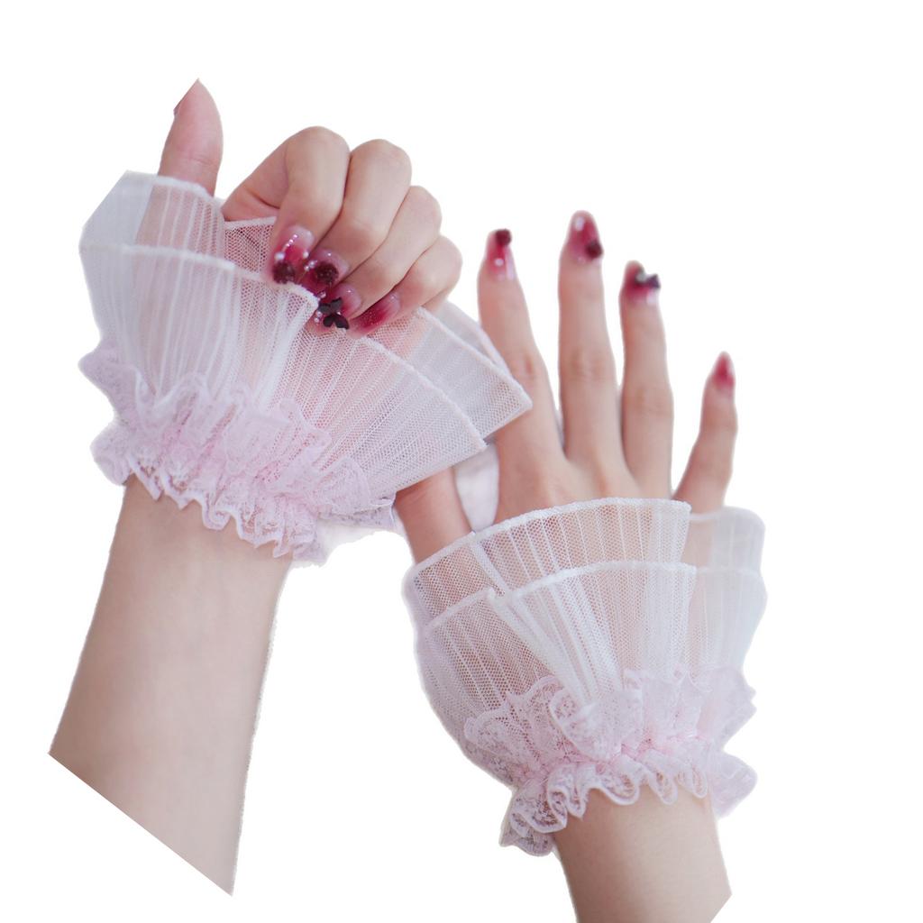 Lace Trim Double Layer Tulle Arm Sleeves Elegant Wedding Party Photography Accessory