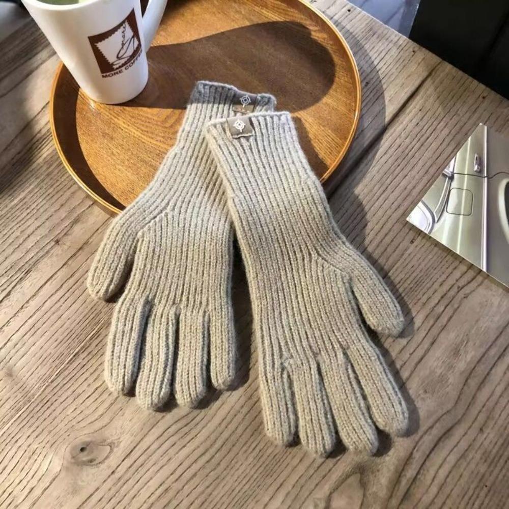 Solid Color Knitted Gloves Touchscreen Warm Mittens Casual Women Gloves Outdoor Riding