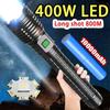 Long Flashlight 400W LED Torch Long Shot 800M Lamp Zoomable Flash Light Waterproof Torch Light Rechargeable Lantern