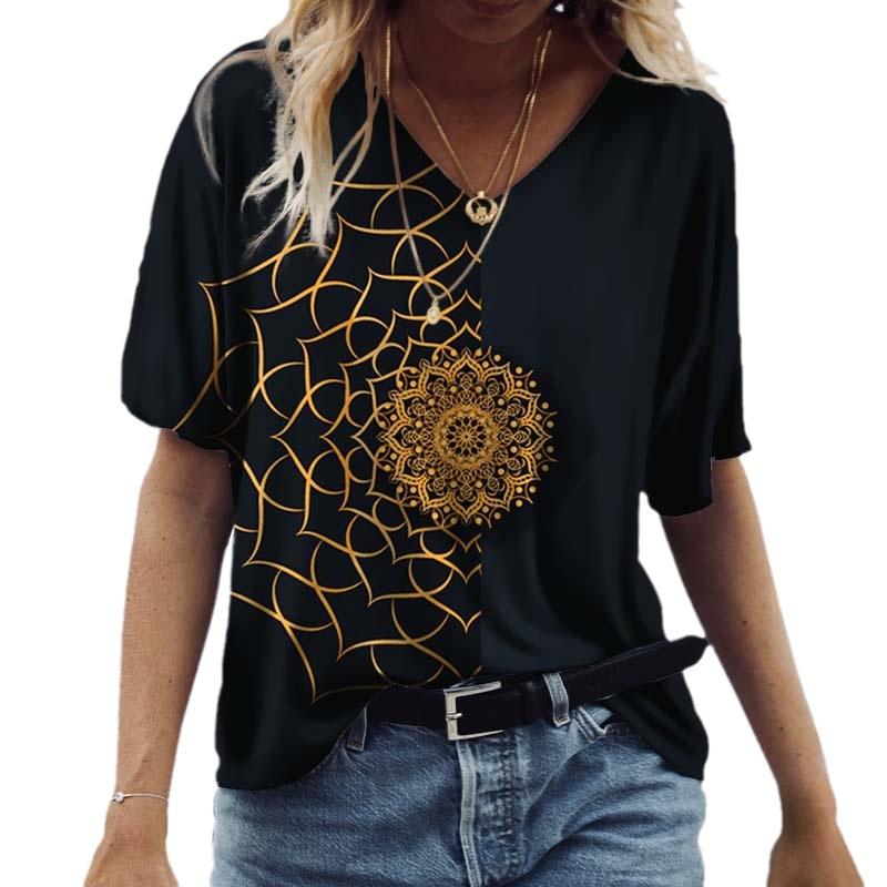 3D Print Women Fashion Outfits Casual Short Sleeve Tops Ladies V Neck Summer Lovers Couples T Shirt