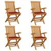 Day and Night - Day and Night Garden Chairs 4 Units Solid Teak Wood with Red Cushions