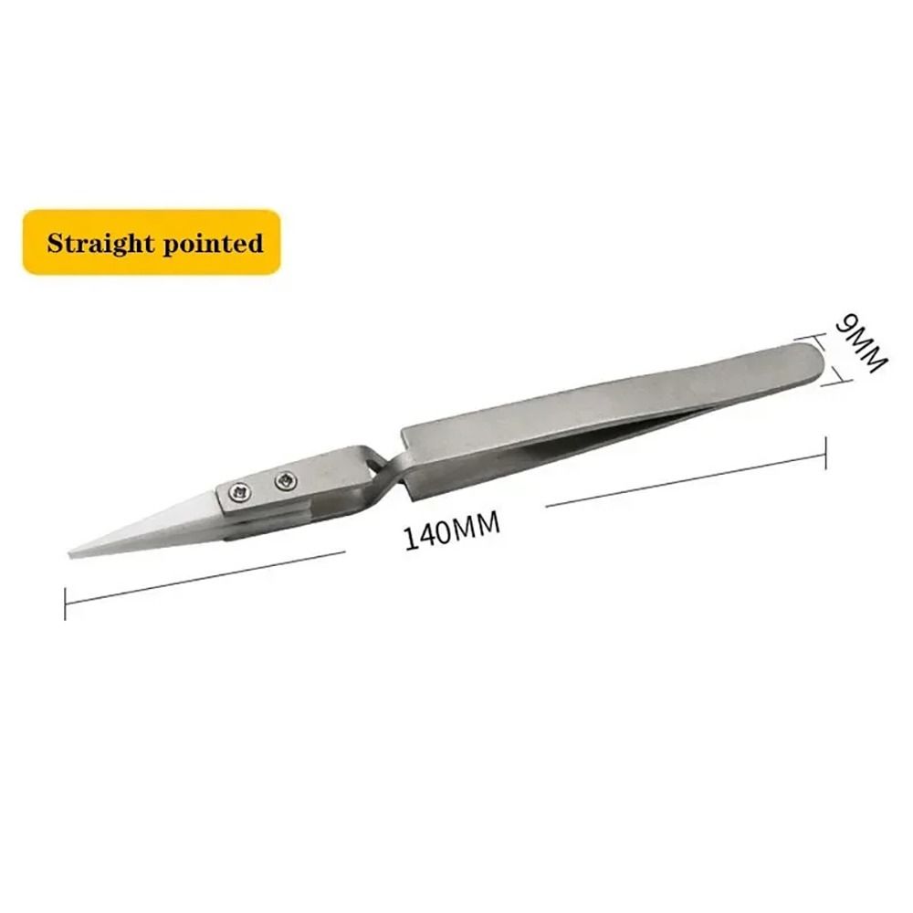 1Pcs Acid Resistant Ceramic Tweezer Reverse Insulation Tweezer Electronic Soldering Tweezers