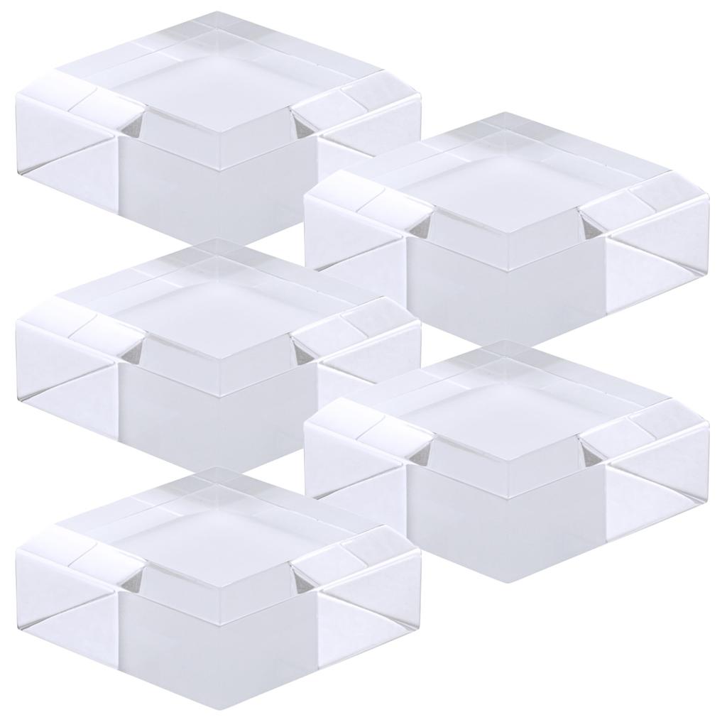Tsukushi Science Acrylic Blocks, 50x50x20mm, 5 Pieces, Beveled Base, Cube, Display Stand, Square, Clear, Exhibition Base, E50-50-20*5