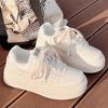 New Platform White Shoes Women's Autumn Milk Whooshing Versatile Niche Shoes Ins Trendy Casual and Comfortable Board Shoes