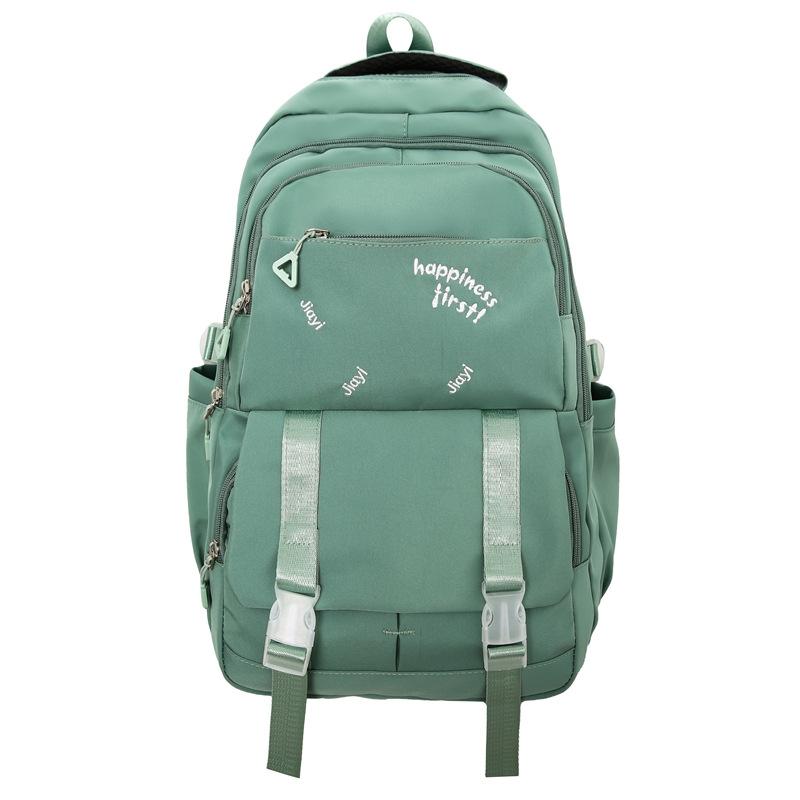 Large Capacity Schoolbag Women's Solid Color Backpack Outdoor Travel Multi-Pocket Backpack