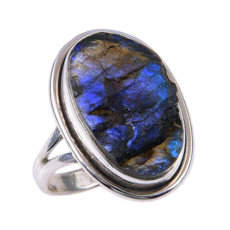 Natural Labradorite Gemstone Handmade 925 Solid Sterling Silver Ring Size 7 K6h04