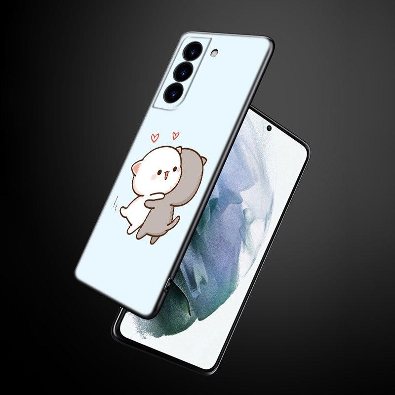 Funny Cartoon Cat Phone Case For Samsung Galaxy S22 Pro S21 S20 Ultra FE S10 Lite 5G S10E S9 S8 Plus Soft TPU Black Cover