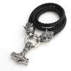 Nordic Viking Thor 'S Hammer Pendant Necklace Steel Wolf Head Necklace Men 'S Accessories 