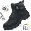 High Top Men's Rotating Button Work Boots Steel Toe Shoes Security Protective Shoes Puncture-Proof Indestructible Shoes Safety Boots