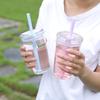 Transparent Tritan Straw Tumbler 16oz Colorful Coffee Cup with Lid Cute Leak-Proof Sippy Cup for Iced Coffee Tea Juice Milk