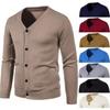Autumn Men's Knitted Cardigan Thin V-neck Basic Elastic Slim Fit Thin Sweater Solid Color Casual Versatile Coat