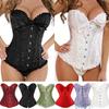 Women's Lace Up Boned Corset Top Overbust Bustier Steampunk Korse Hourglass Bodyshaper Corselet