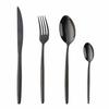 Bisda Cutlery Set, Knife, Fork, and Spoon Set, Black, 4-Piece Set, Stainless Steel, Mirror Finish, for Dinner Knife, Dinner Fork, Dinner Spoon, and Co