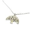 [P7899] - Silver-plated 'Tree of Life' Steel Designer Necklace - 15x10 Mm