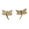 [L9738] - White 'Dragonfly' Gold Plated Earrings