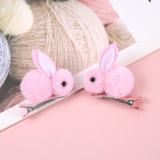 1 Pair Winter Plush Bunny Hairpins Hair Clips Vivid Color Creative Shape Adorable Sweet Hairpins Hair Accessory for Kids