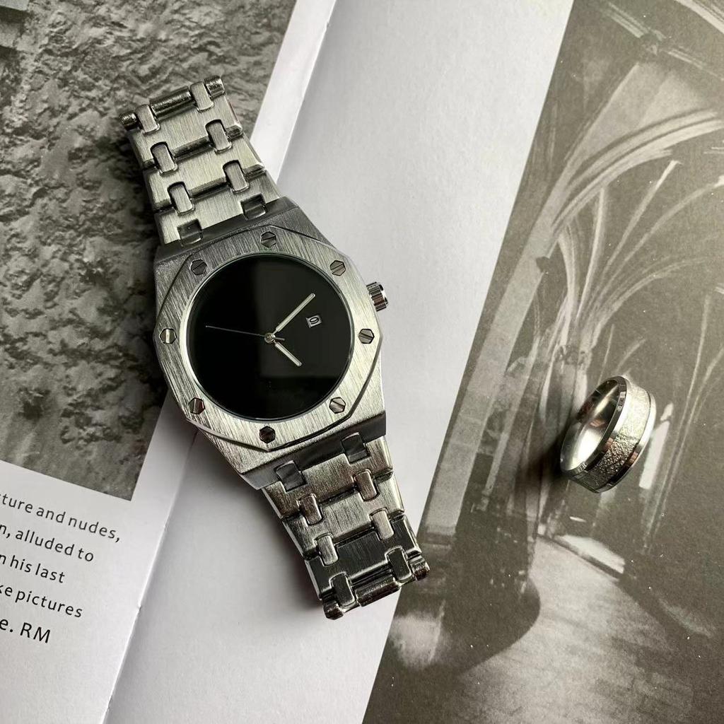 Minimalist Watch for Men Classic Luxury Reloj Sliver Black Stainless Steel Silicone Band Quartz Wristwatch Male Sports Man Clock