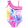 Girl Bathing Suit Unicorn 3d Cartoon Printed Ruffle One Piece Monokini Children Beach Party Swimwear
