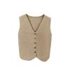 French Temperament V-Neck Single Breasted Sleeveless Casual Knitted Vest For Women