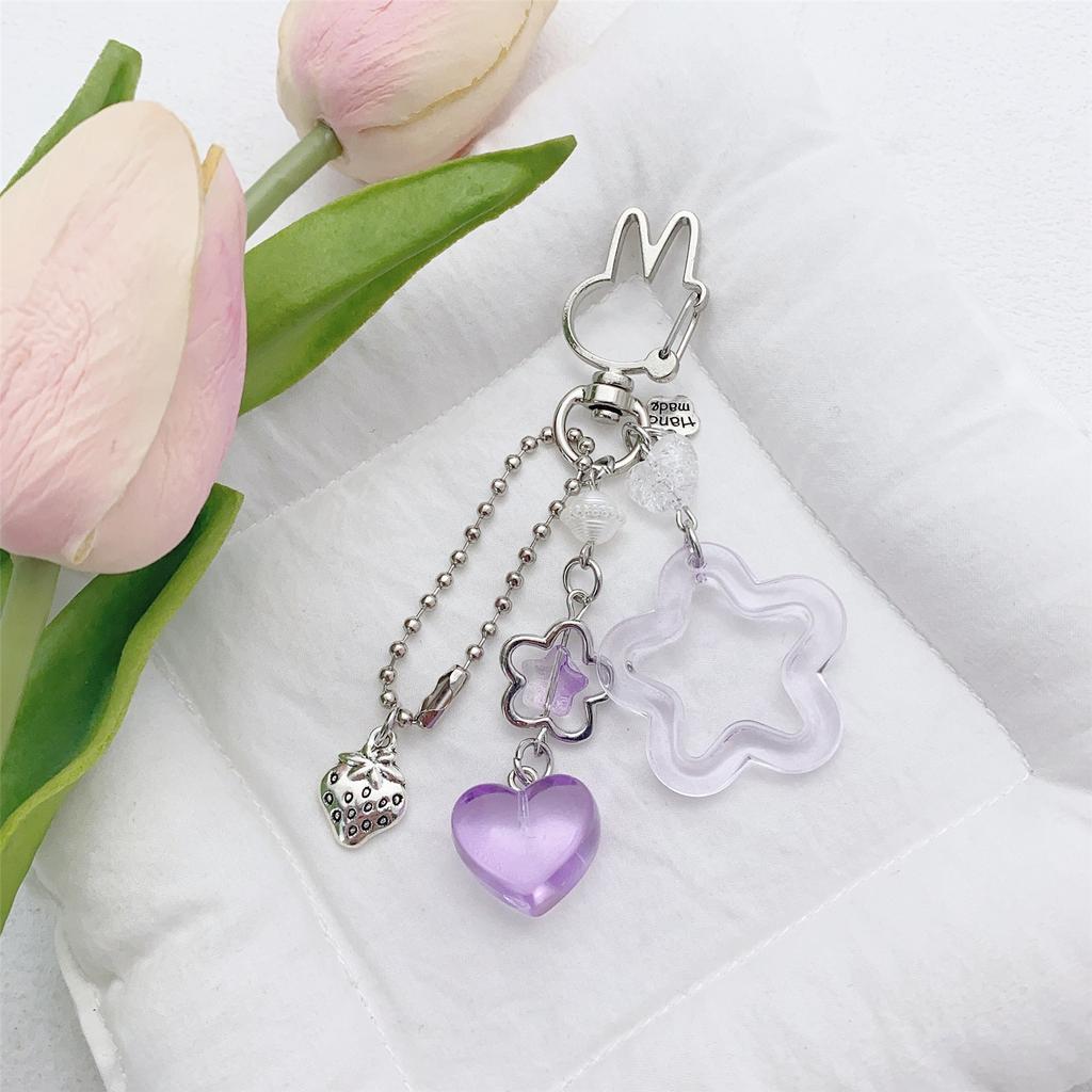 Handmade Five Pointed Star Keychain Durable Acrylic Alloy Bag Charm Accessory Lightweight Portable Keyring Decor