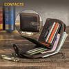 Black Angel RFID Anti-Theft Men's Wallet with Cowhide, Chain, Zipper, and Fashion Buckle