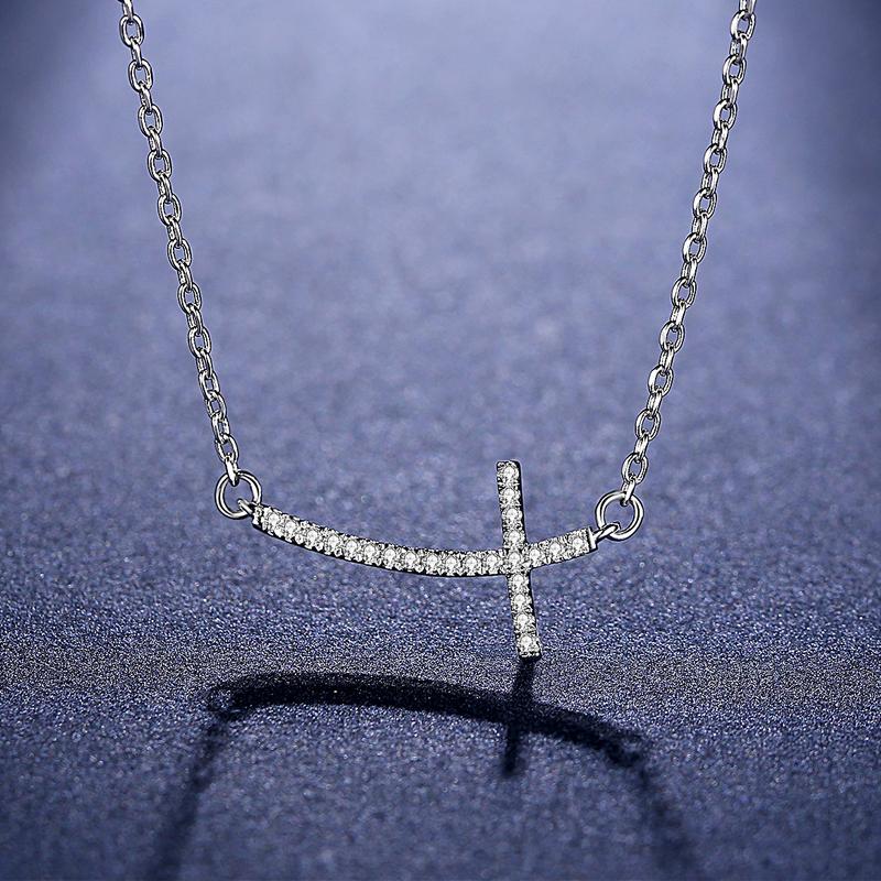 925 Sterling Silver Cross Zircon Necklaces & Pendants for Women Fashion Lady Festival Gift Sterling-silver-jewelry