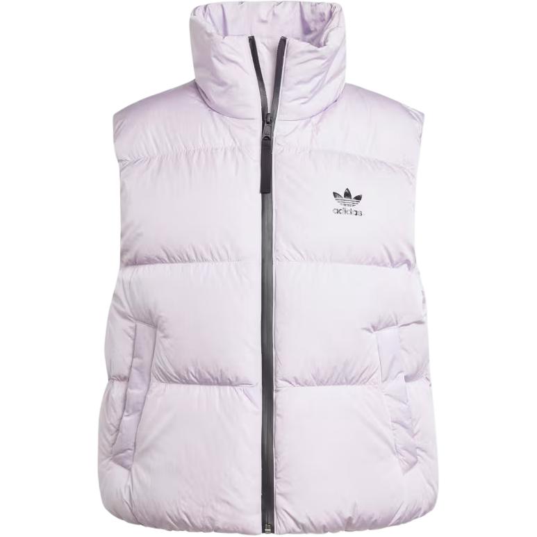Adidas Logo Print Stand Collar Zipper Loose Vest Women Vest Purple IW8366