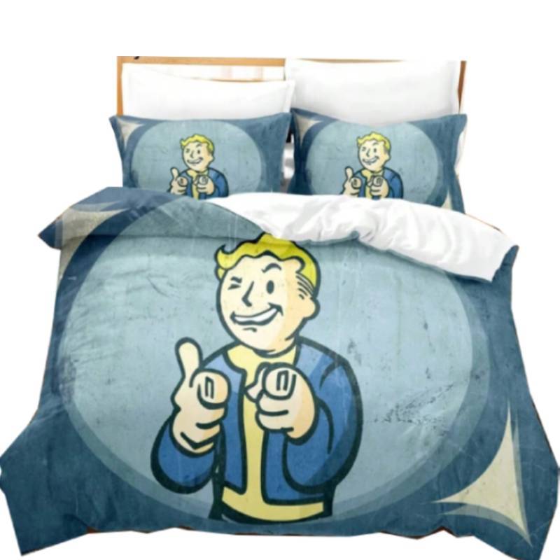Fallout Vault Boy Printed Design Bedding Three Piece Set Childrens Use Bedroom