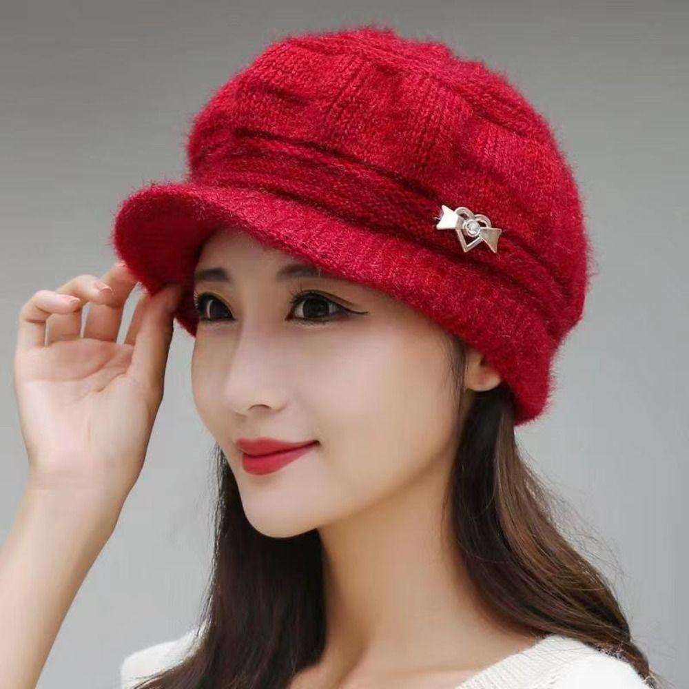 Keep Warm Knitted Hat Windproof Pumpkin Beret Hat Fashion Winter Hat Beanies  Middle Aged