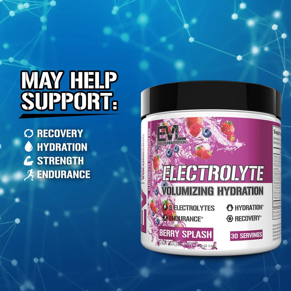 EVLution Nutrition Electrolyte Volume Boost Hydration, Berry Splash, 4.02 Oz (114 G)