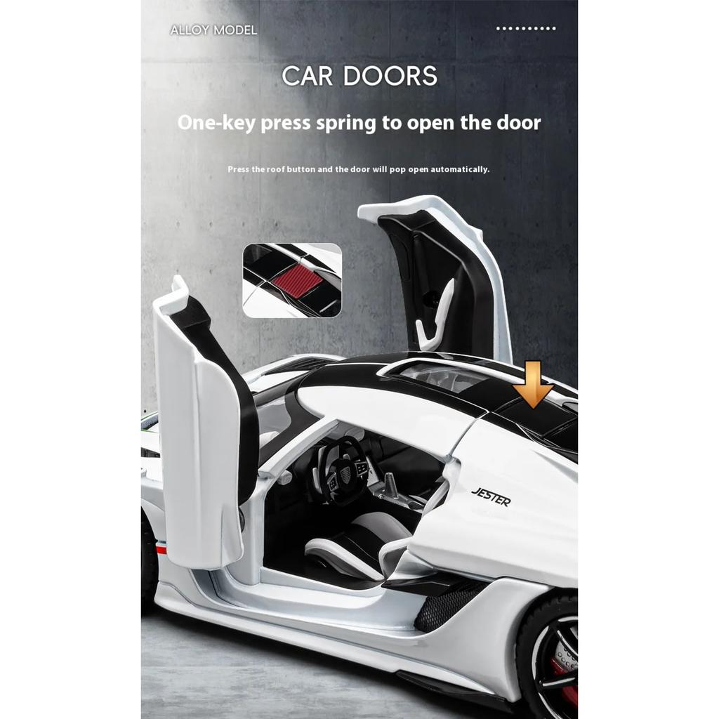 1/22 Metal Die Cast Koenigsegg JESKO Supercar Model Racing Gift Boy Simulation Sound and Light Retraction Collection Ornaments