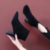 Coarse Heel Velvet Fashion Short Boots Women's 2025 Autumn and Winter New Suede Thin Boots Women's Versatile Good-looking High Heels