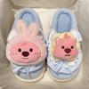 Women Slippers Cartoon Cute Cotton Slippers Thick Bottom Mute Home Warm Skin-friendly Plush Winter Fur Slippers Female Winter