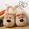 Fashion Cute Cartoon Dog Indoor Fluffy Slippers For Women Winter Platform Shoes Warm Faux Fur Thick Sole Female Home Floor Cotton Slides