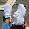 White Shoes Female Spring New Fashion Flying Weaving Female Shoes Light Breathable Sports Shoes Large Size