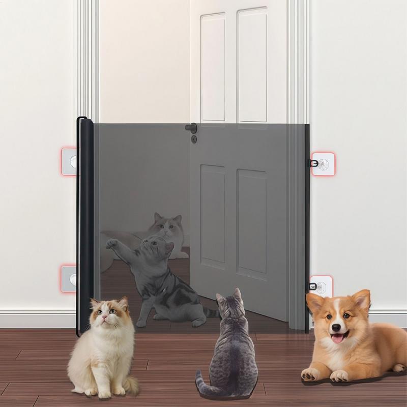 Mesh Dog Gate Retractable Extendable Anti Dog Jumping Screen No Drill Gate Protective Barrier Mesh Screen for Balcony Hallways