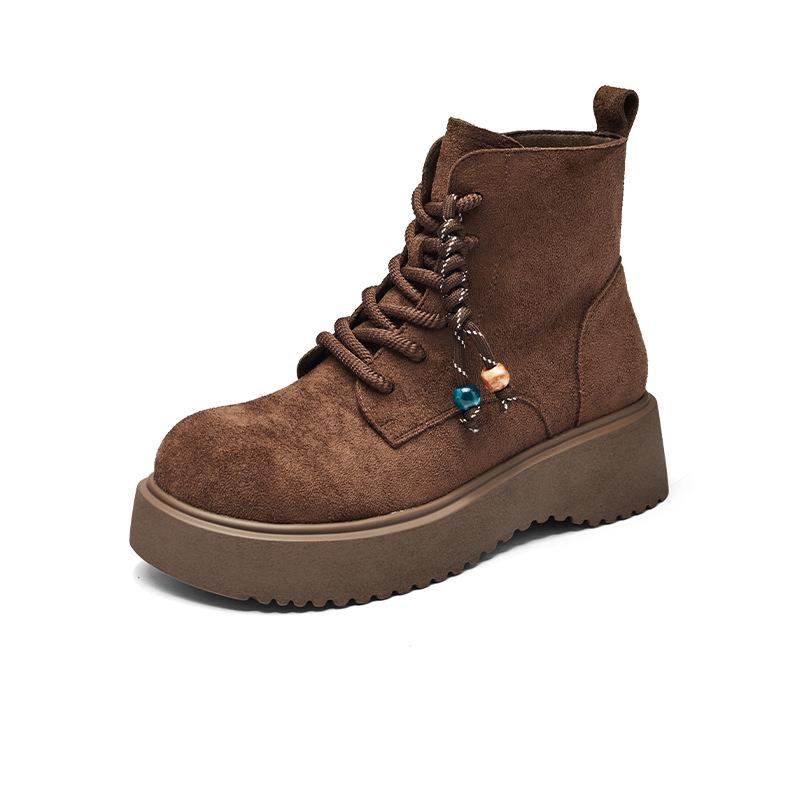 Augustine Brown Martin Boots Women's 2025 New Autumn Small Thick-soled Merard Knight Boots Western Boots